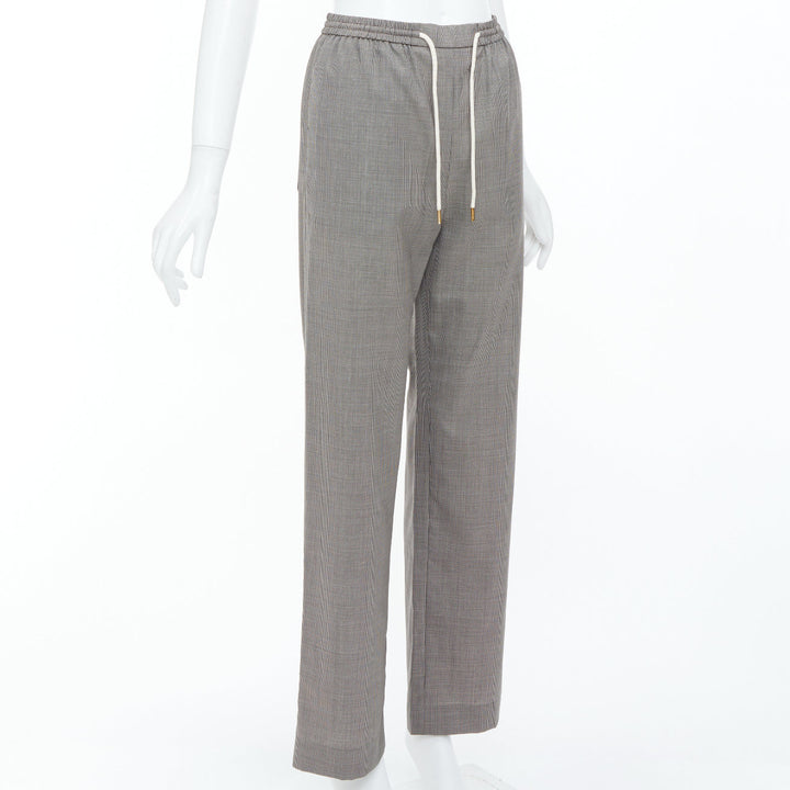 CELINE Phoebe Philo brown check wool silk drawstring pajama pants FR36 S