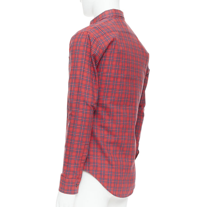 DIOR HOMME Hedi Slimane 2006 red plaid cotton slim fit shirt EU37 XS