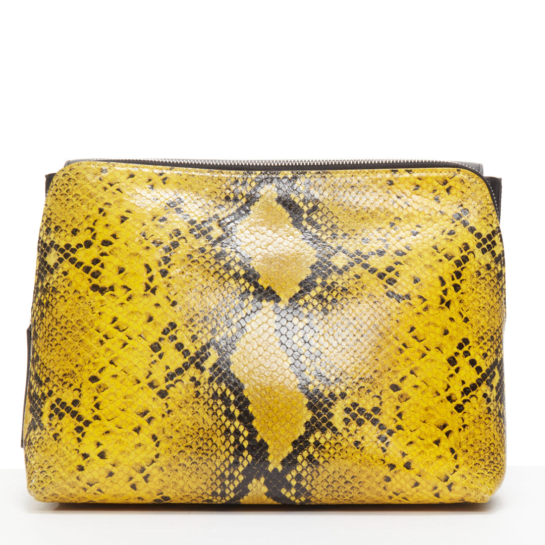 CHRISTOPHER KANE Dual black yellow scaled leather plastic strap reversible bag