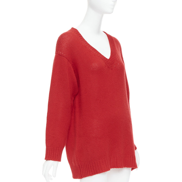 CHRISTIAN DIOR 100% cashmere red black J'Adior 8 oversized sweater FR34 XS