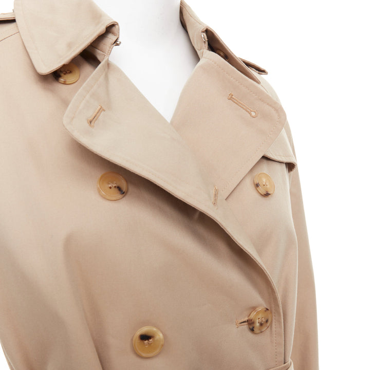 MACKINTOSH beige cotton horn buttons double breasted classic trench FR32 XXS