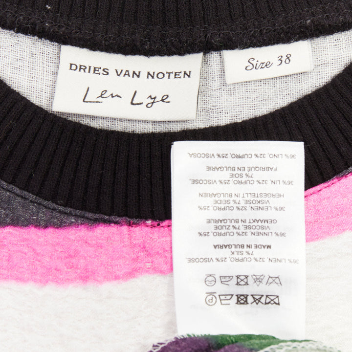 DRIES VAN NOTEN 2020 Len Lye linen blend palm tree print shift dress FR38 M