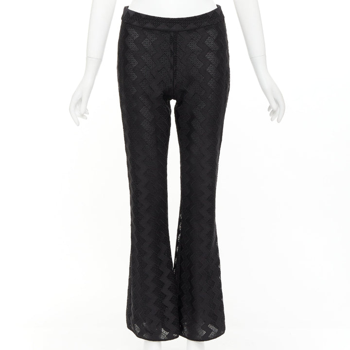 GIAMBATTISTA VALLI GIAMBA black zigzag lace lined flare pants IT40 XS