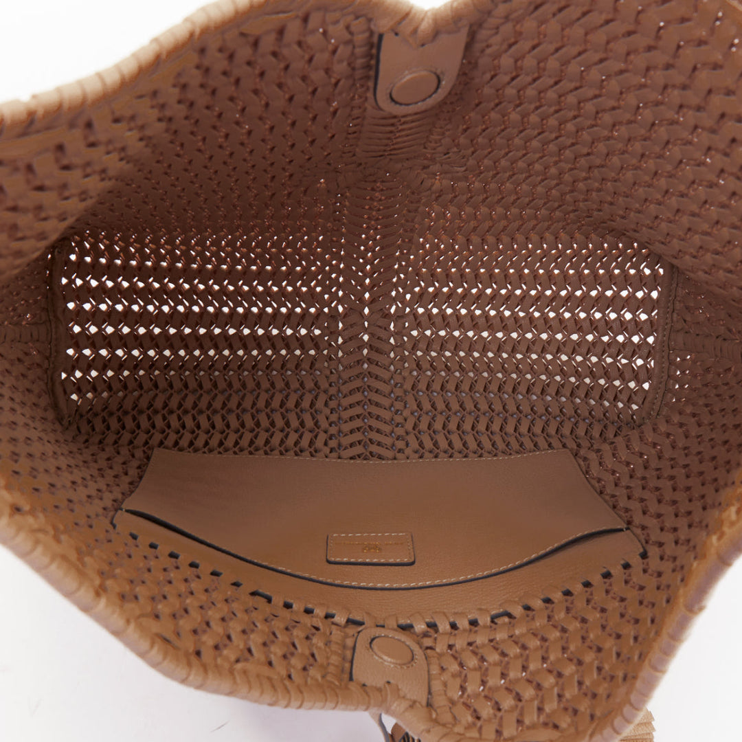 ANYA HINDMARCH Neeson Tassel Hobo beige capra leather fringe woven bag