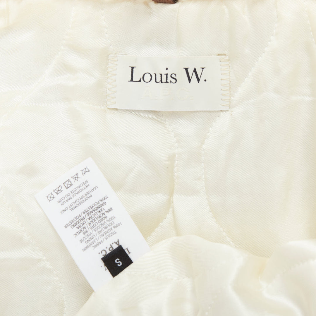 A.P.C. LOUIS W cream lambskin shearling zip front bomber jacket S