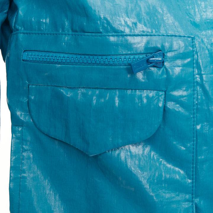 CHLOE Aqua Fresh blue crinkled coated acetate cotton cropped jacket FR36 S