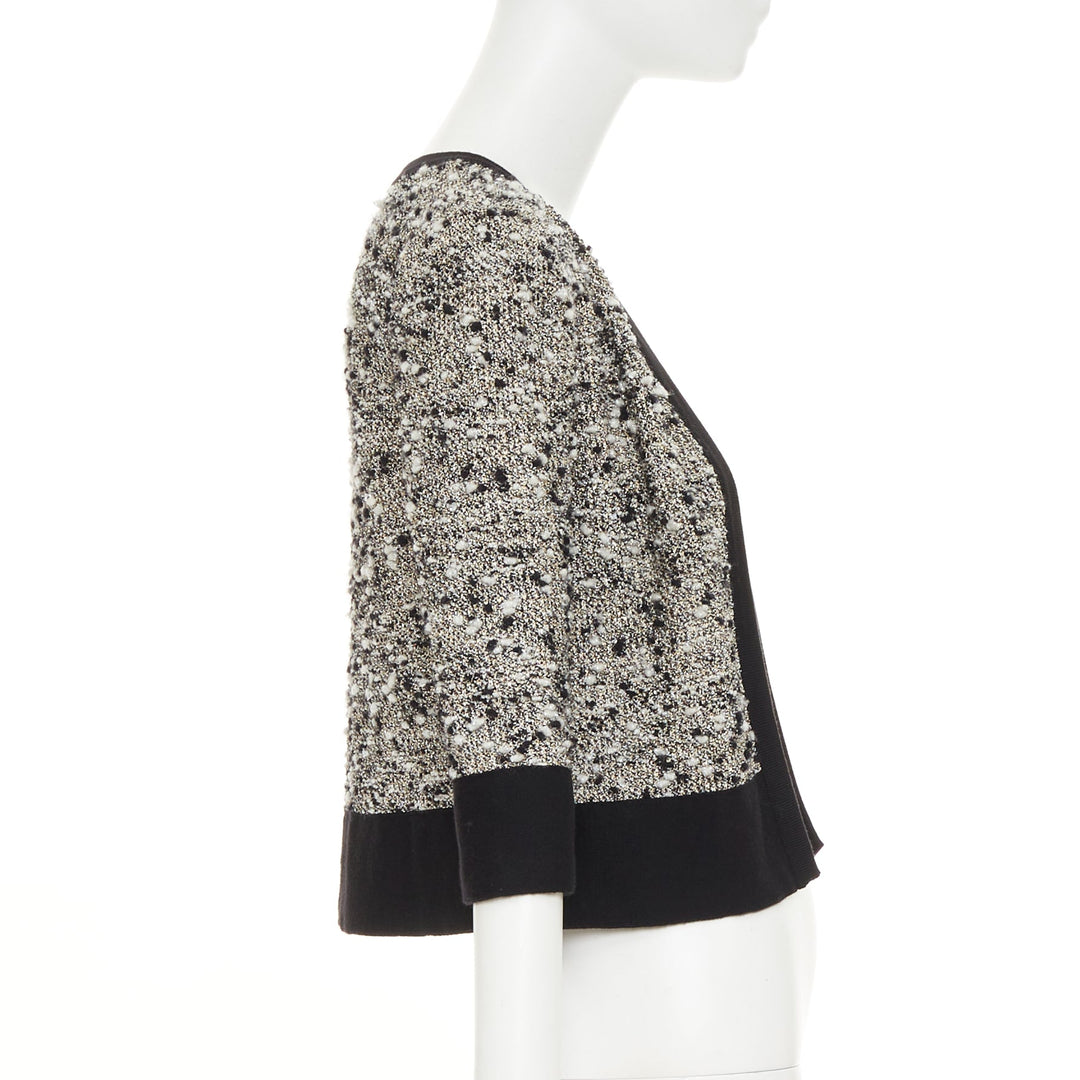 GIAMBATTISTA VALLI black metallic bronze wool boucle bordered cardigan IT38 XXS