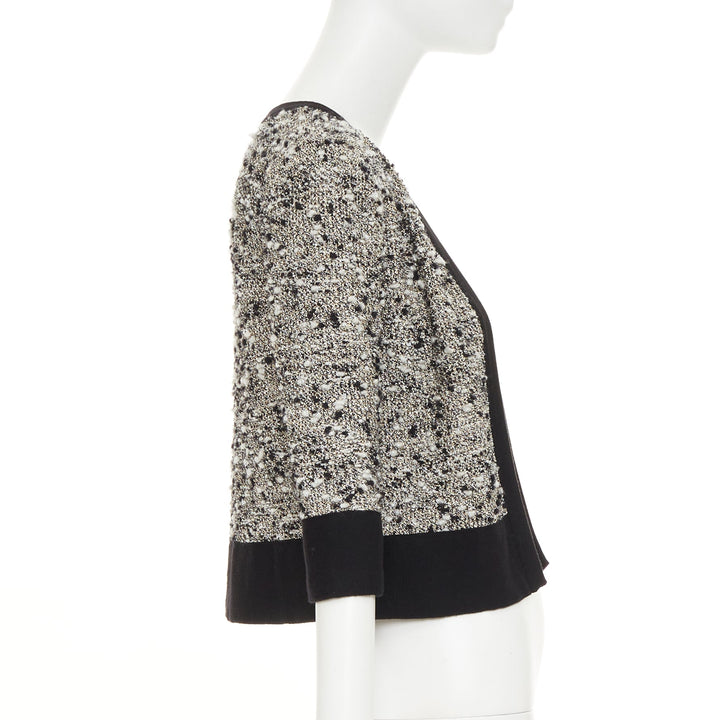 GIAMBATTISTA VALLI black metallic bronze wool boucle bordered cardigan IT38 XXS