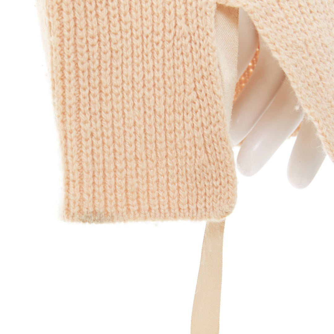 HELMUT LANG beige wool cashmere lace up sleeves relaxed oversized sweater M