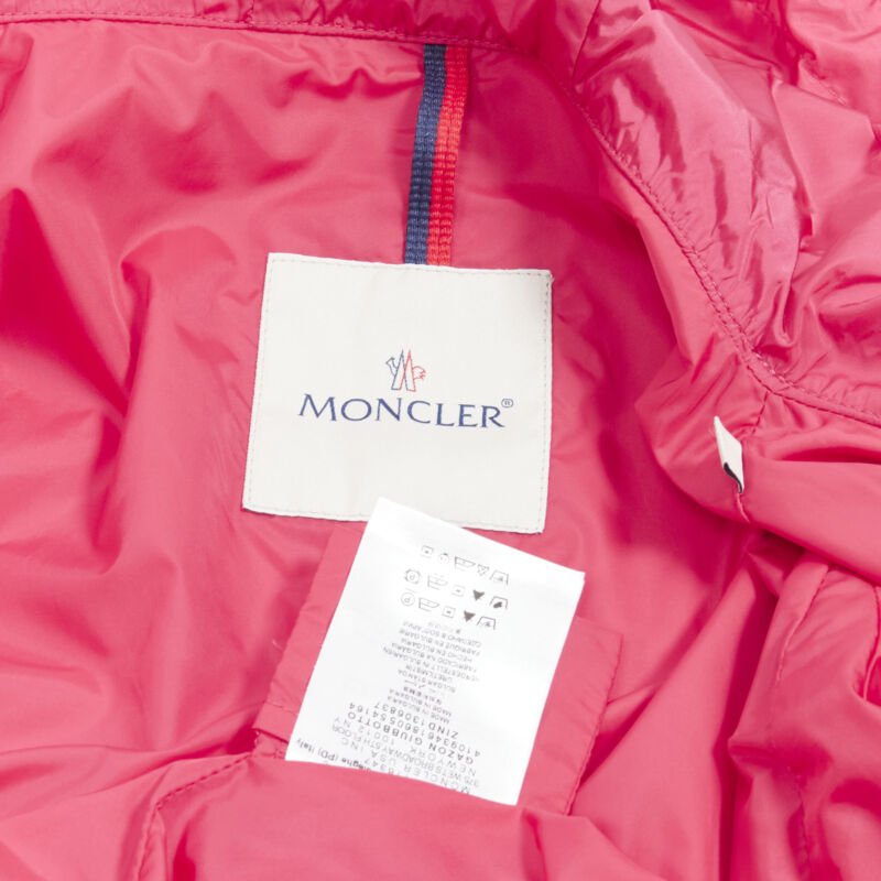 MONCLER Gazon Giubbotto pink back ruffles belted waist windbreaker jacket Sz 2 M