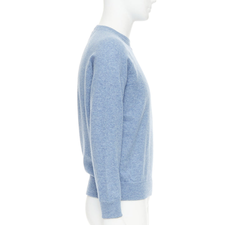 BRUNELLO CUCINELLI light blue virgin wool cashmere silk crew sweater IT50 L