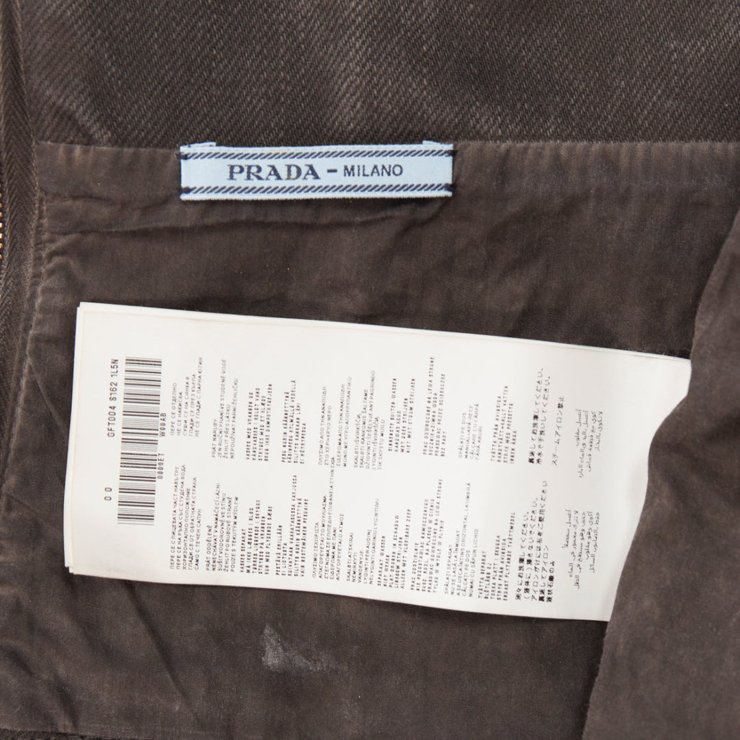 PRADA 2016 Runway grey washed denim zip back lace-up bustier belt IT36 XXS