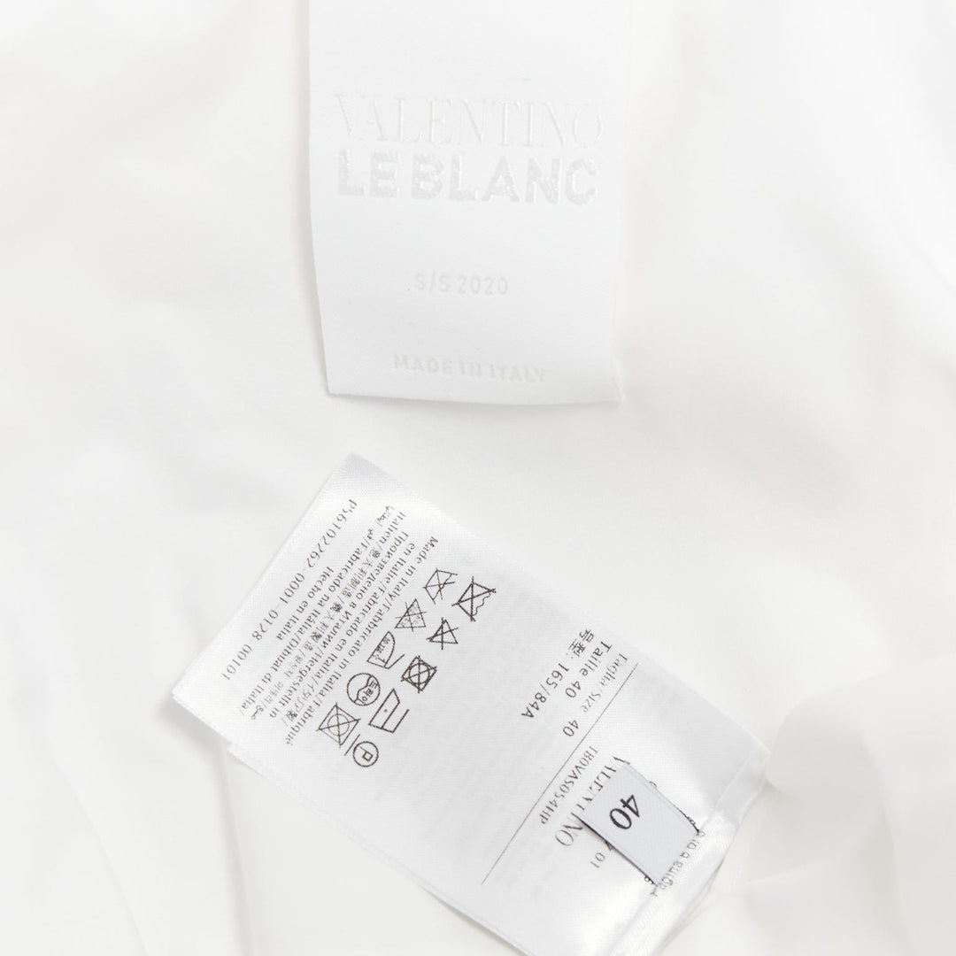 VALENTINO 2020 Le Blanc white pleated skirt puff sleeves wrap midi dress IT40 S