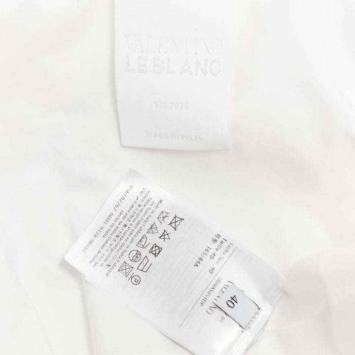 VALENTINO 2020 Le Blanc white pleated skirt puff sleeves wrap midi dress IT40 S