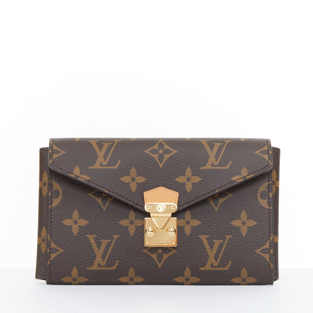 LOUIS VUITTON 2024 Metis brown monogram coated canvas S lock makeup pouch bag