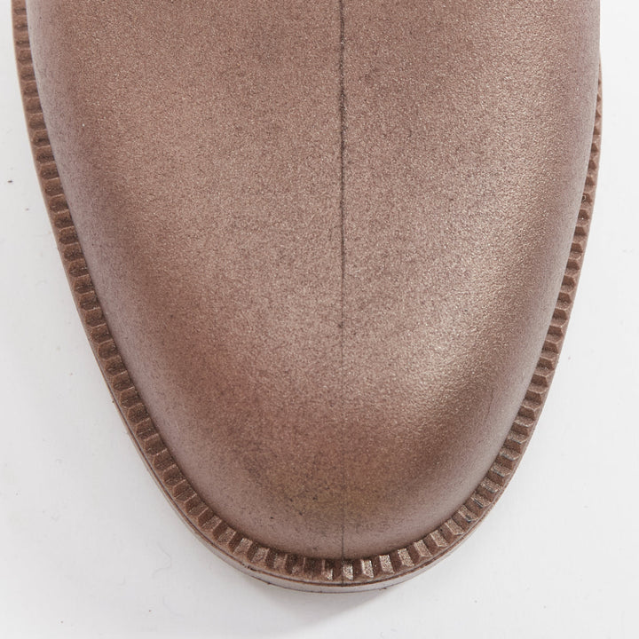 GUCCI bronze GG logo monogram rubber flat tall rainboots EU36