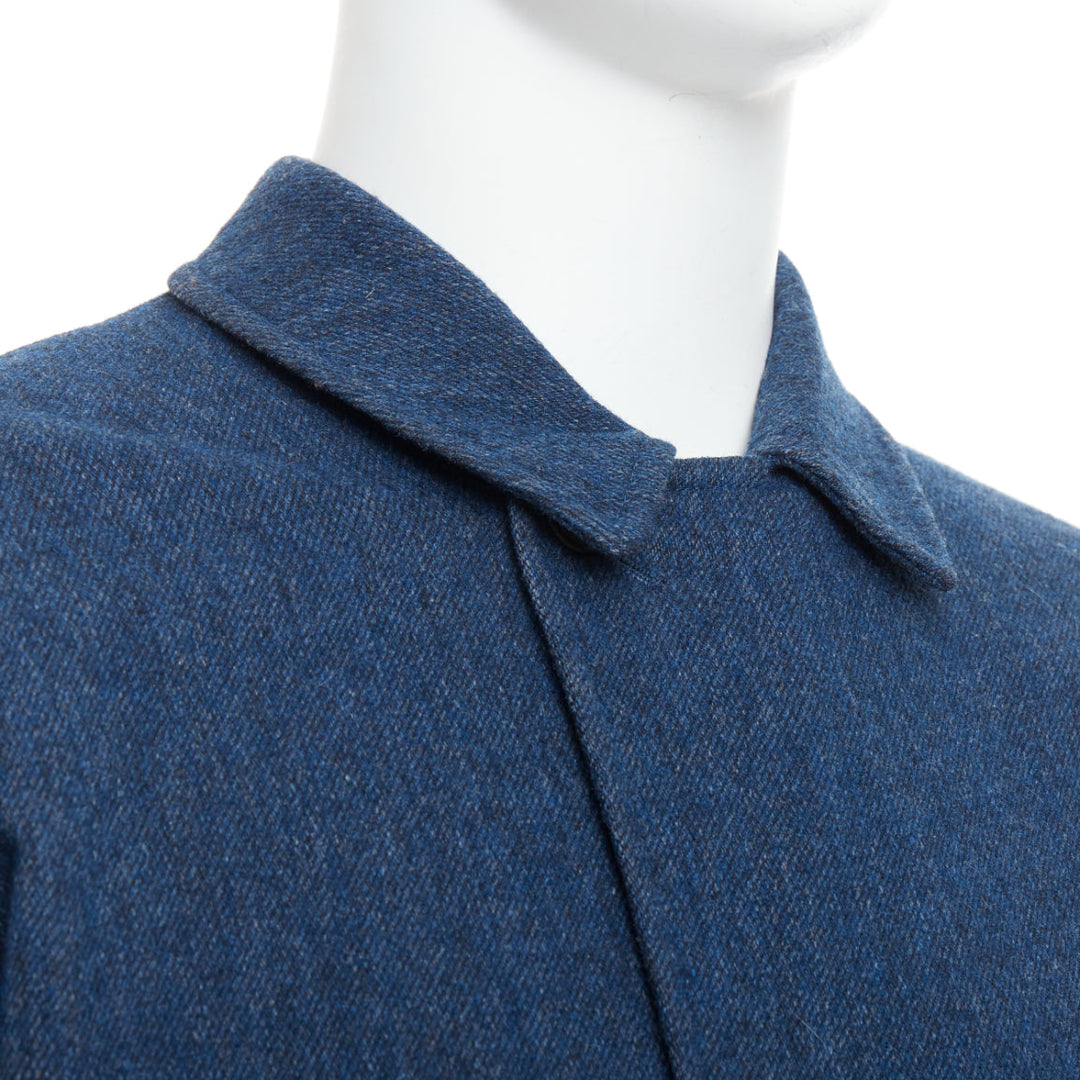YOHJI YAMAMOTO Y's blue wool cotton blend minimal zip bomber jacket