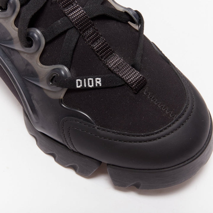 DIOR D-connect black logo technical fabric lace up chunky sneaker EU35