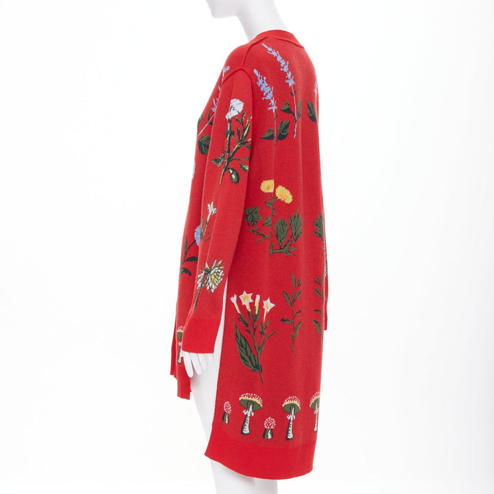MONSE 2022 Magic Garden oversized red wool mushroom jacquard cardigan S