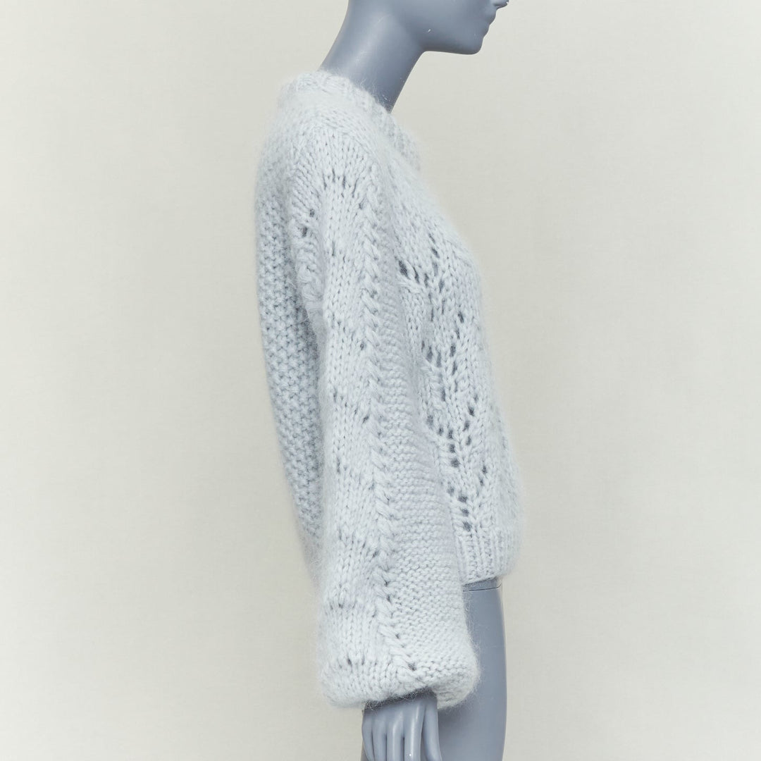 GANNI misty blue mohair wool climate compensated chunky sweater M