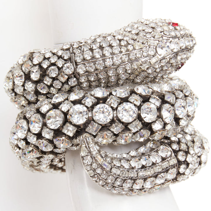 rare IRADJ MOINI hand set clear Swarovski crystal serpent coil wrap bracelet