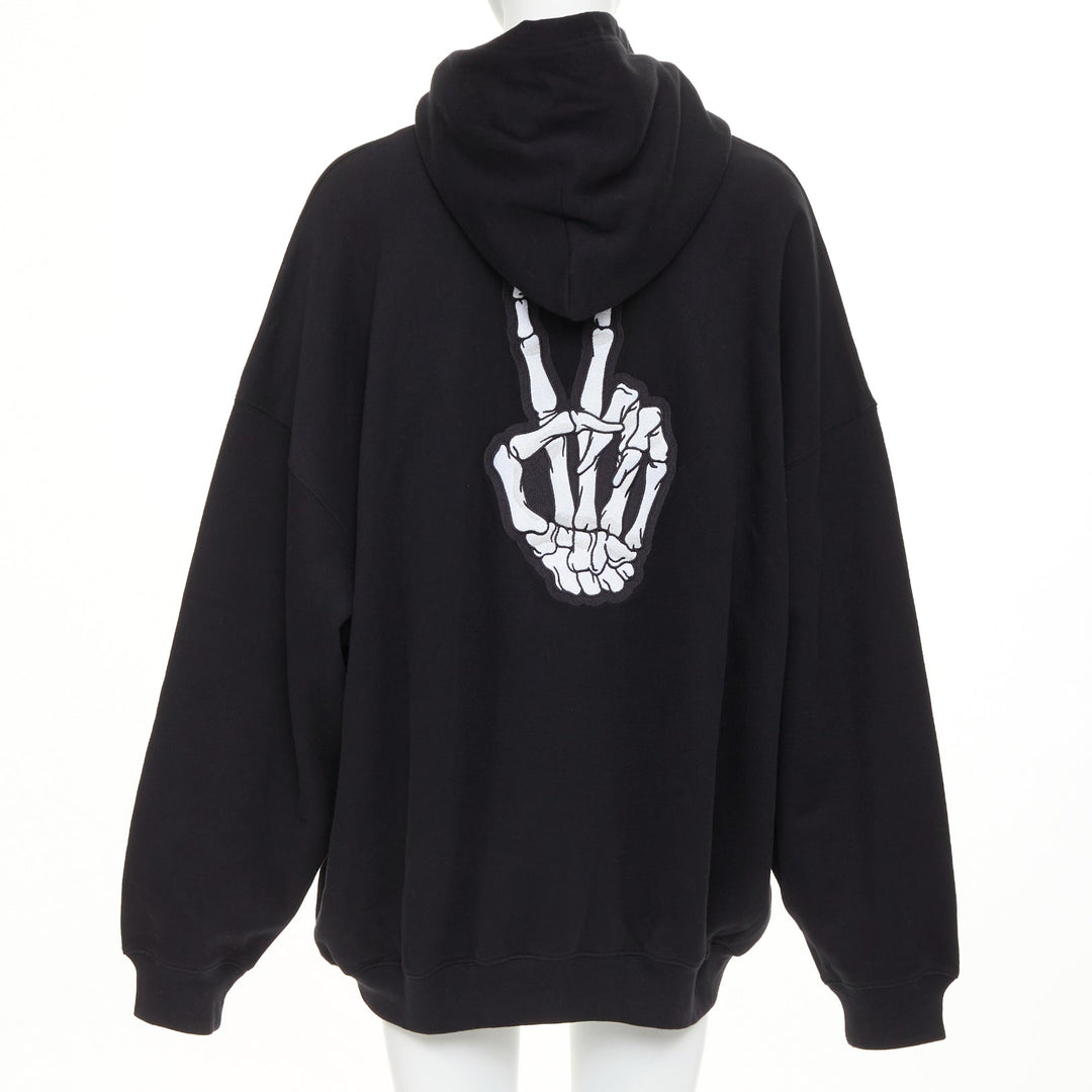 BALENCIAGA Melting Smiley Face Unifit black oversized hoodie sweatshirt XXS