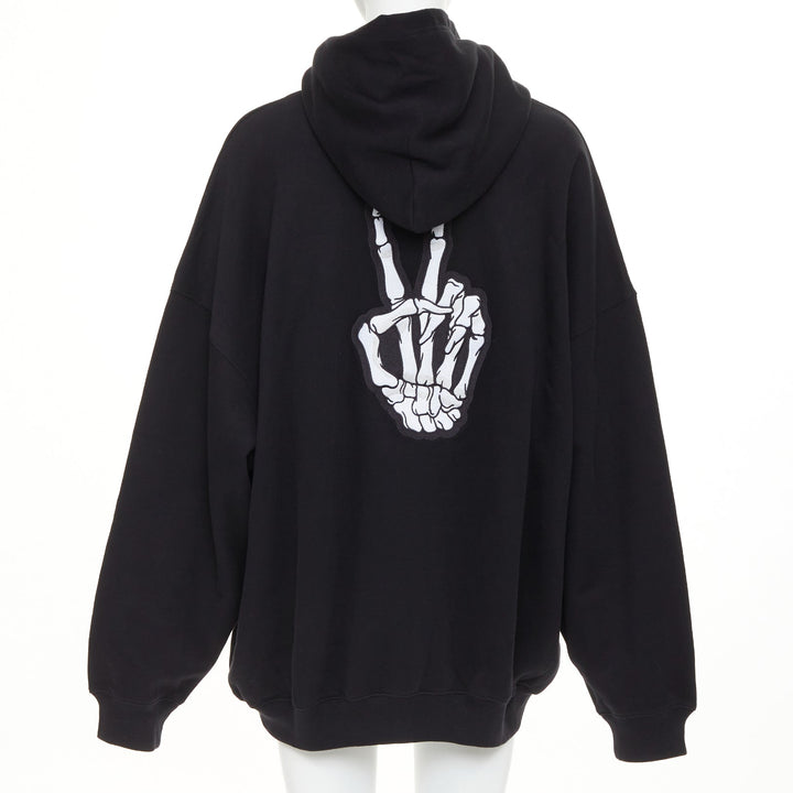 BALENCIAGA Melting Smiley Face Unifit black oversized hoodie sweatshirt XXS