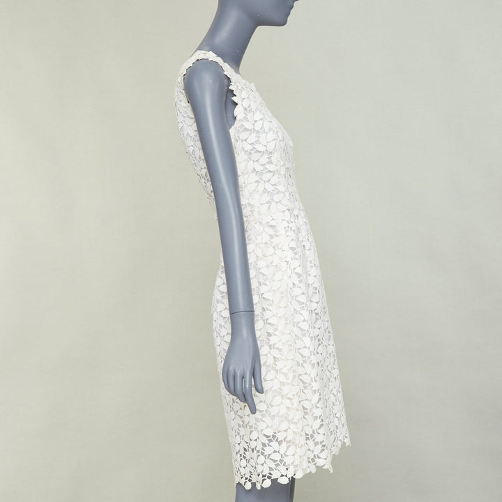OSCAR DE LA RENTA Iso off white floral guipure leaf lace bridal dress US4 S