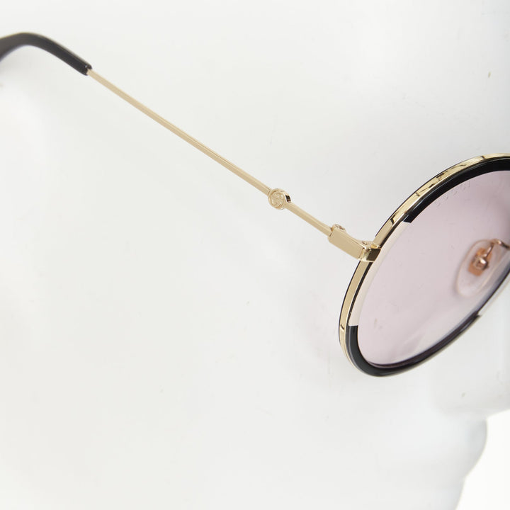 GUCCI Urban Web Block GG0061S black pink tinted round double bridge sunglasses