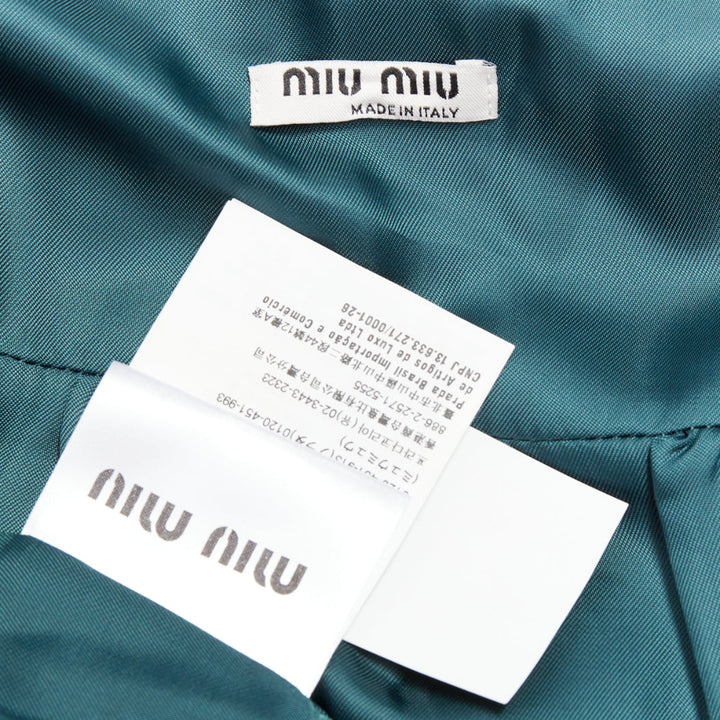 rare MIU MIU 2018 Runway green wash distress lambskin oversized jacket IT36 XXS