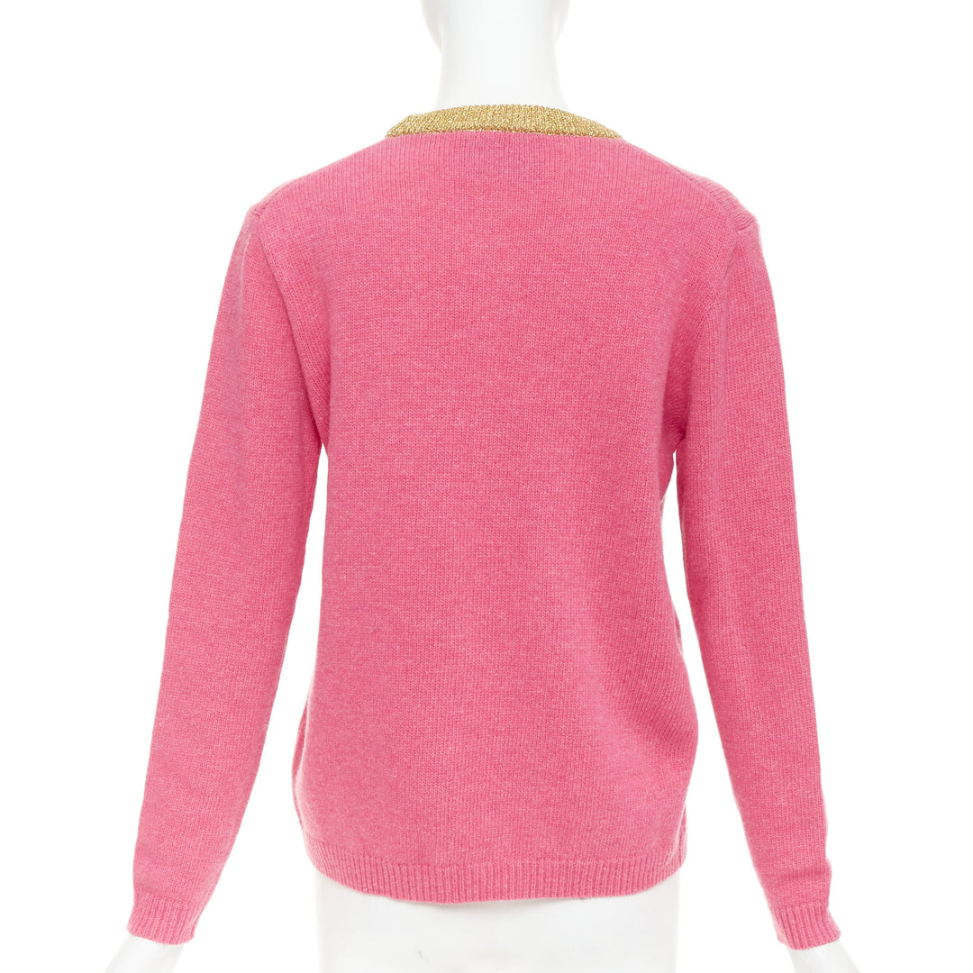 GUCCI 2018 Runway Ignasi Monreal Cat in Teacup pink wool knit sweater S