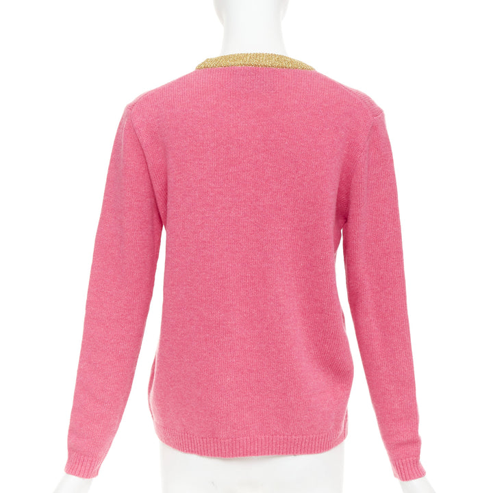 GUCCI 2018 Runway Ignasi Monreal Cat in Teacup pink wool knit sweater S