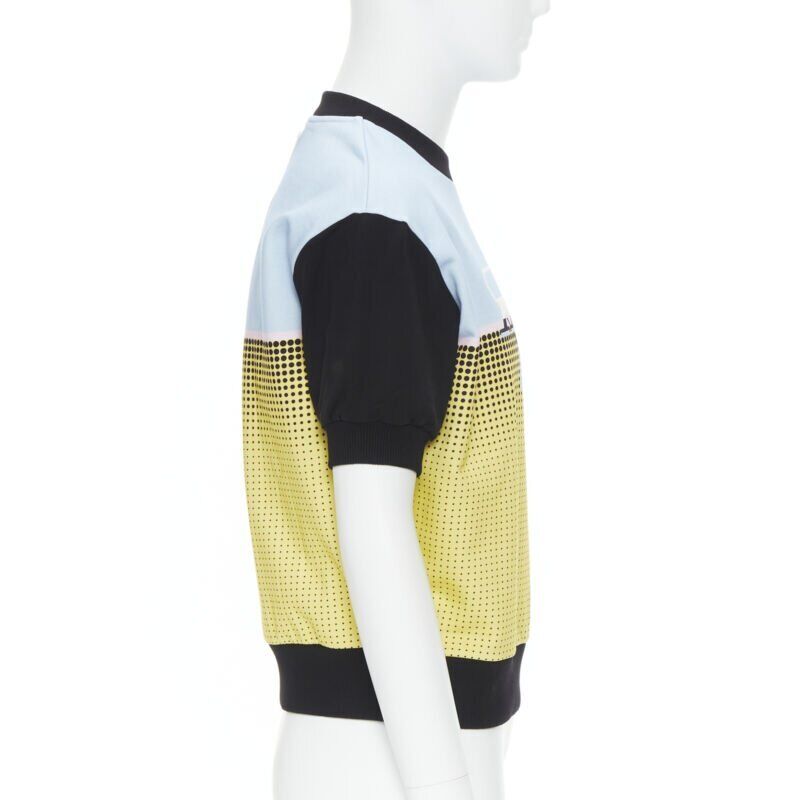 PRADA 2020 Oval logo print colorblocked short sleeve pullover sweater M