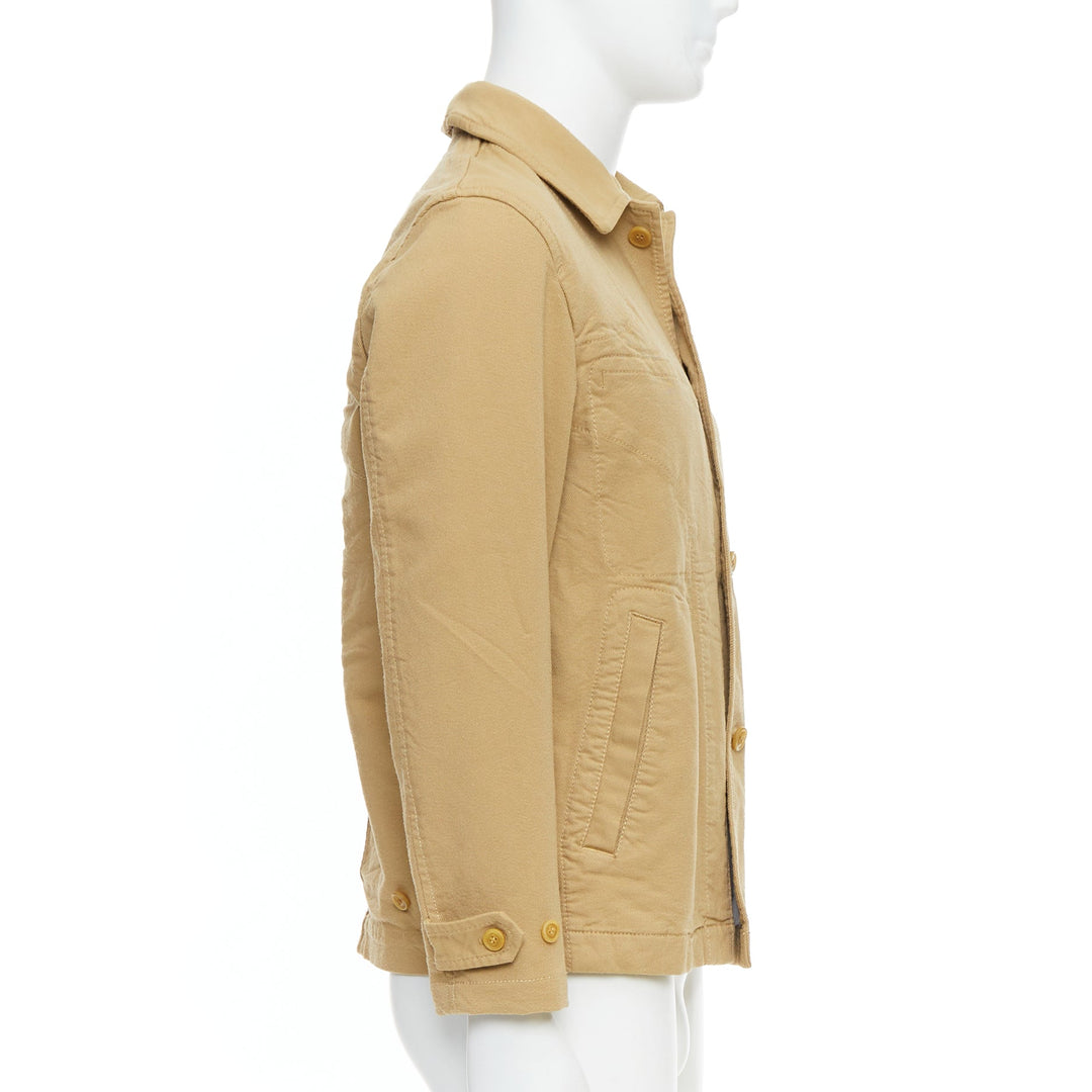 Male mannequin wearing Comme Des Garcons Homme Beige Feels like cotton Men Coat in Size  | Available at JHROP