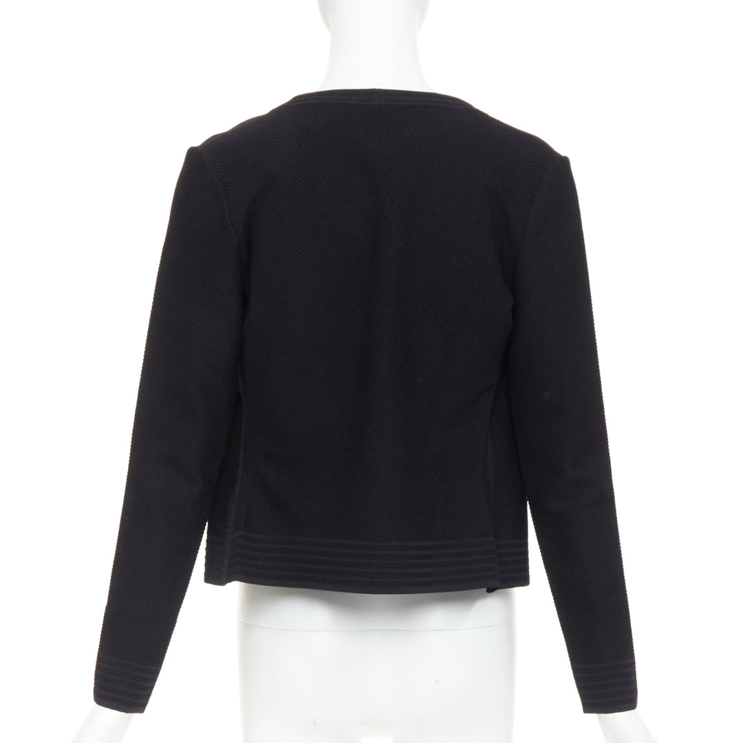 ALAIA Vintage black garter stitch knit button cardigan sleeveless top set L