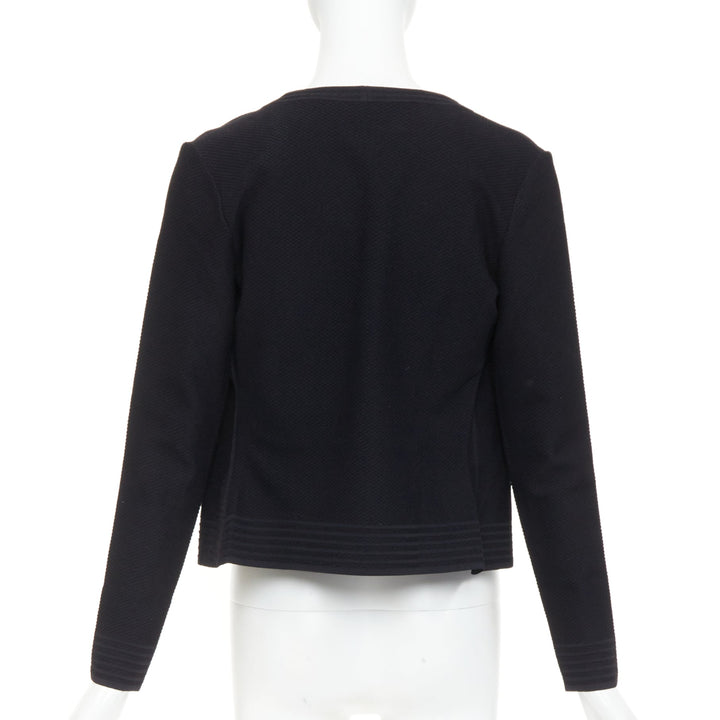 ALAIA Vintage black garter stitch knit button cardigan sleeveless top set L