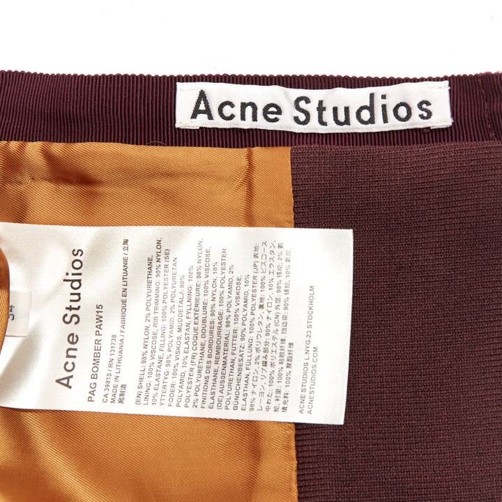ACNE STUDIOS 2015 Pag Bomber plum purple nylon padded A-line skirt FR34 XS