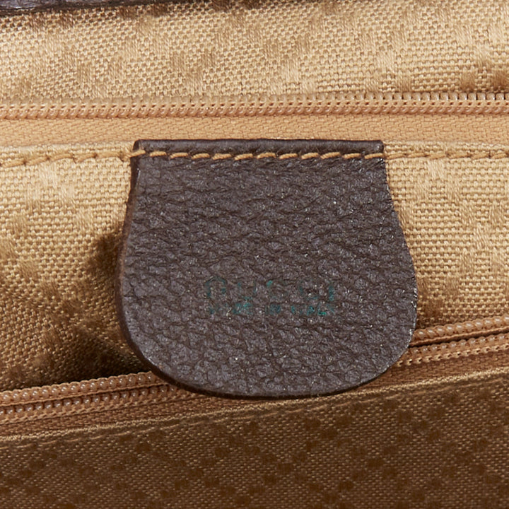 GUCCI Vintage Bamboo brown suede leather nude handle satchel bag