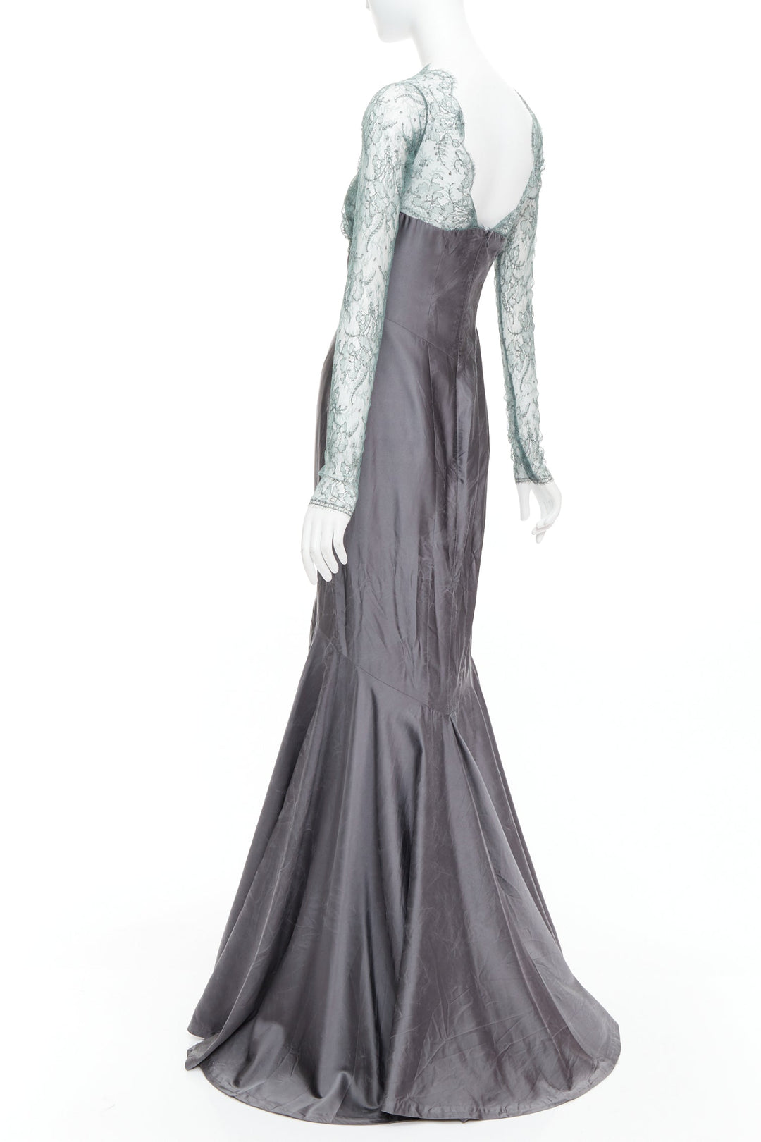 rare GUY LAROCHE COUTURE 2006 Vintage Runway lace mermaid gown dress IT38 XS