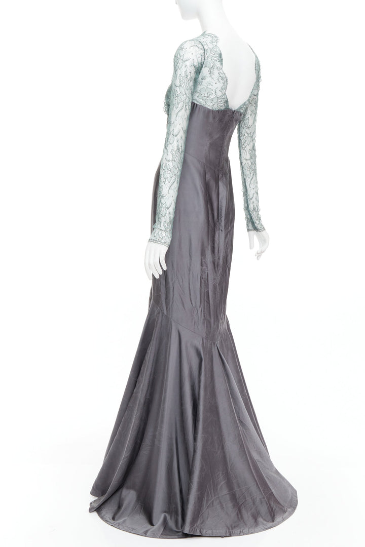 rare GUY LAROCHE COUTURE 2006 Vintage Runway lace mermaid gown dress IT38 XS