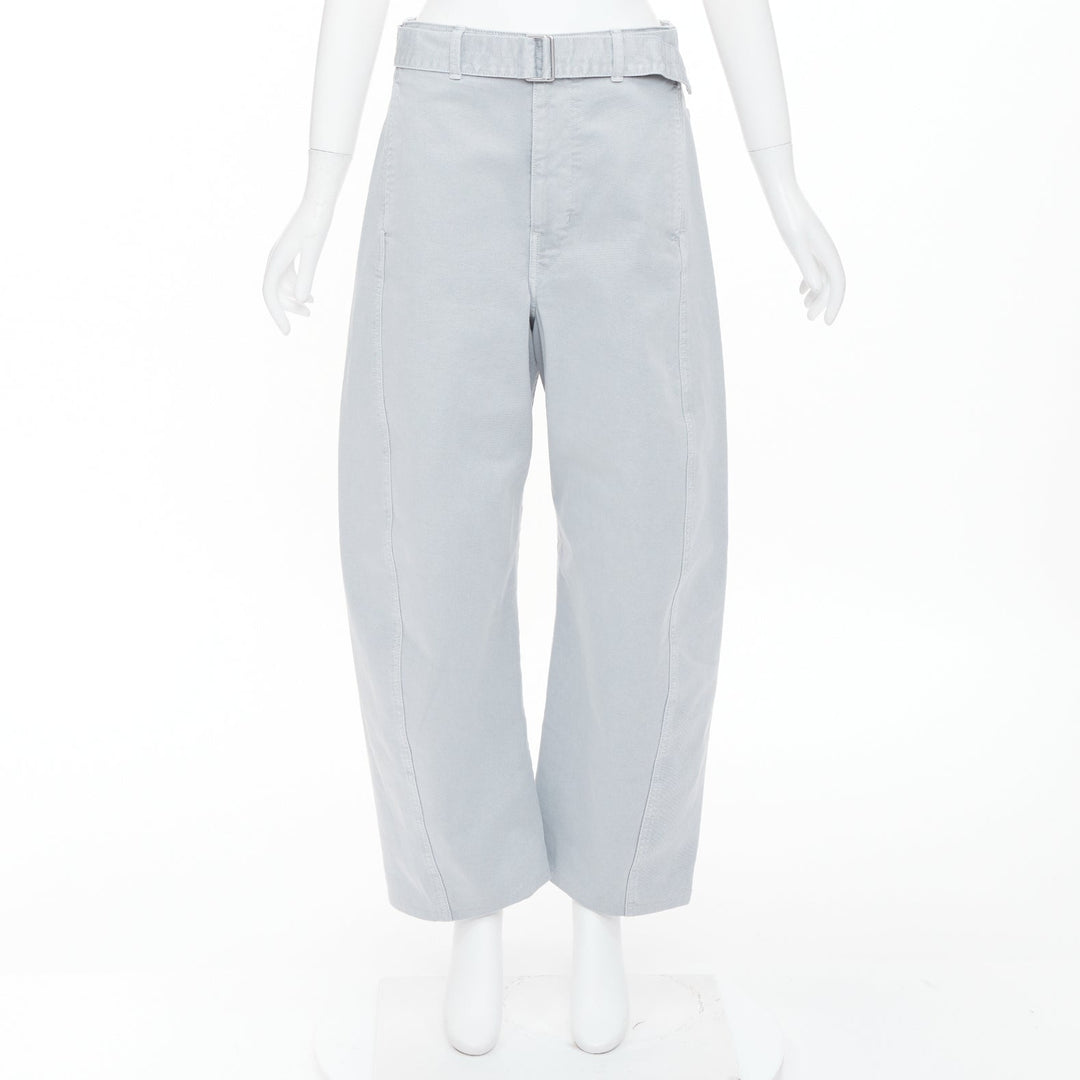 LEMAIRE 2025 light blue washed cotton utility high waist belt balloon pants XS