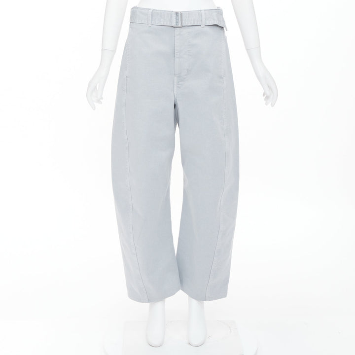 LEMAIRE 2025 light blue washed cotton utility high waist belt balloon pants XS