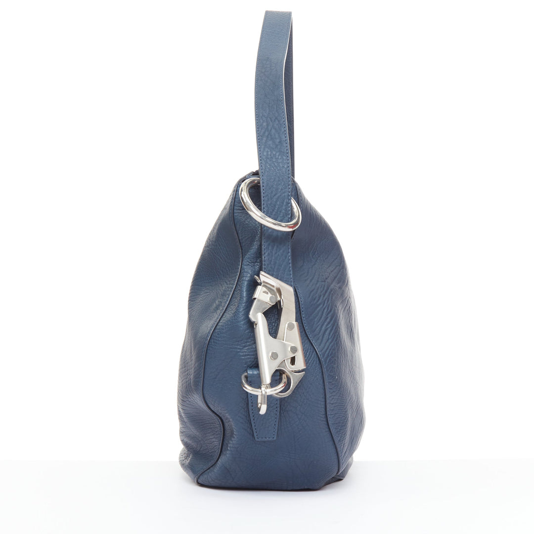 BURBERRY 2023 Knight Medium navy blue calfskin mechanical hardware shoulder bag