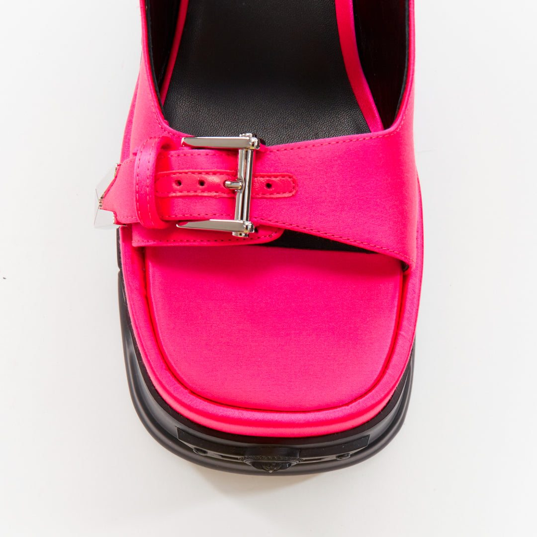 VERSACE Anthem 120 Tropical Pink fuschia satin platform chunky sandals EU39