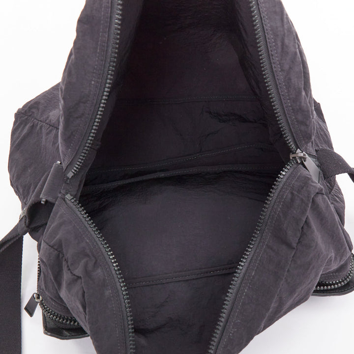 BOTTEGA VENETA Intrecciato Foldable black nylon woven leather messenger bag