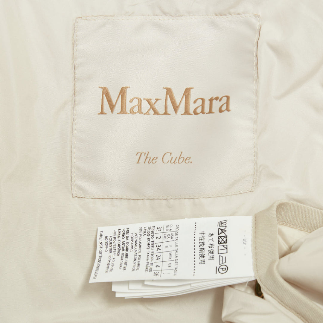 MAX MARA 2023 THE CUBE Sisoft diamond quilted hooded light grey vest IT36 XXS