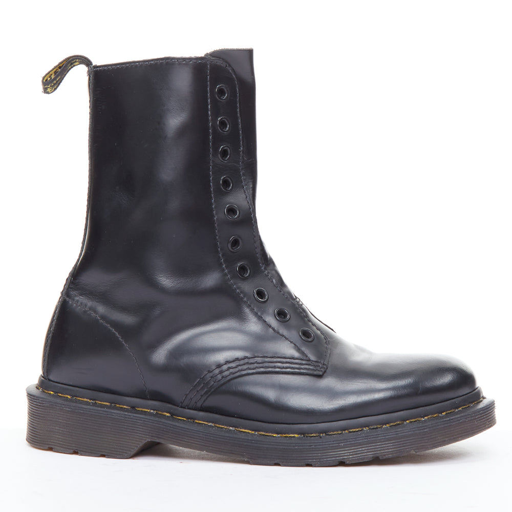 Female mannequin wearing Vetements Dr Martens Black Leather Women Boots in Size EU38 | Available at JHROP