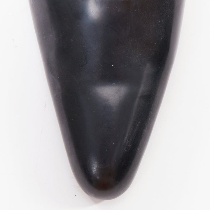 BALENCIAGA black calfskin leather elongated toe box block heel pump EU37