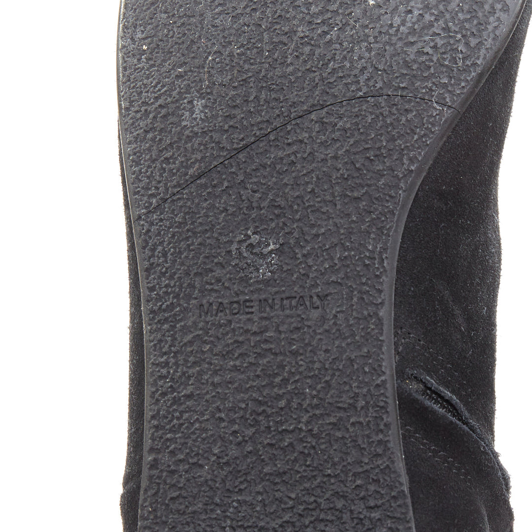 GIUSEPPE ZANOTTI Sandra black suede flat over the knee thigh high boots EU35