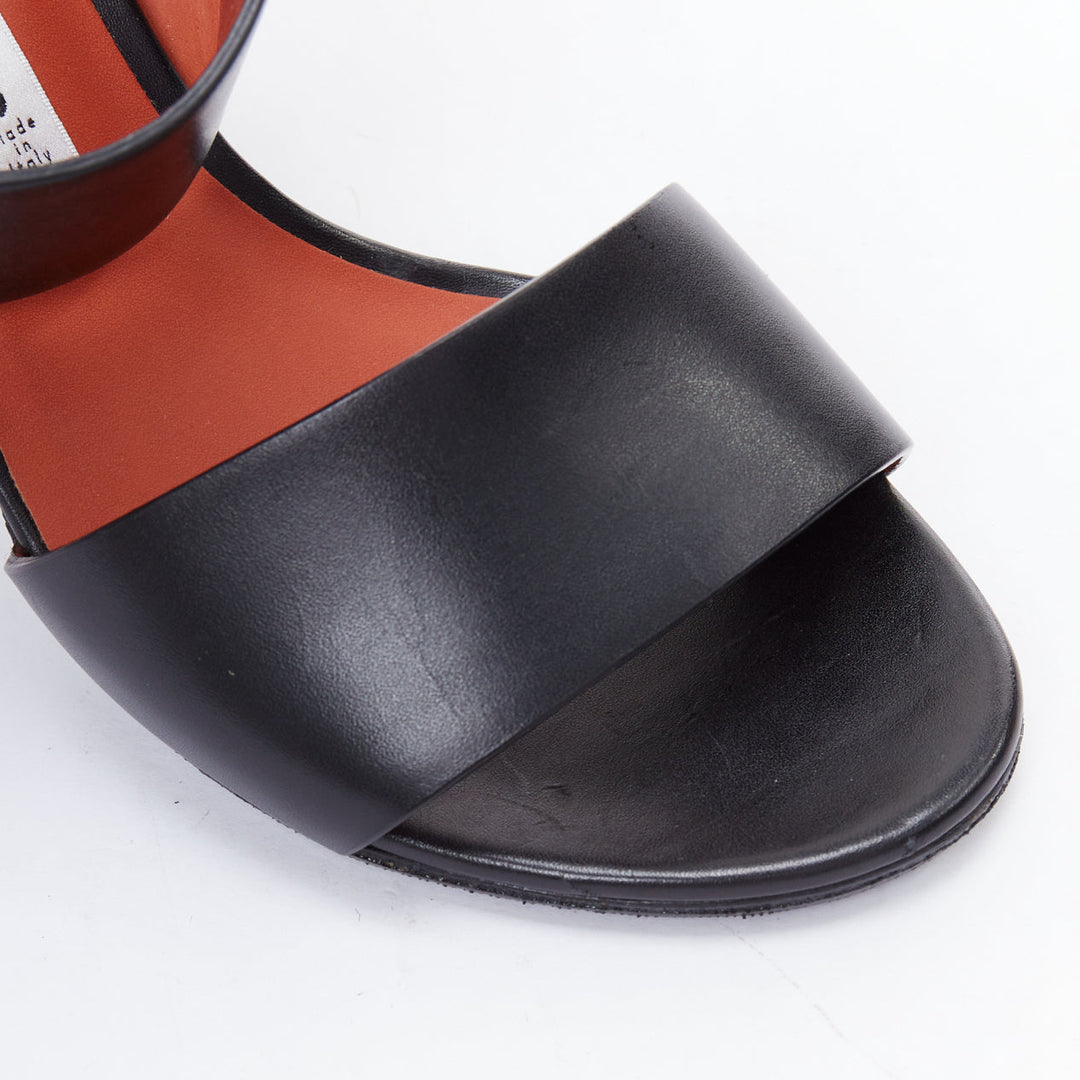 ACNE STUDIOS Obin metallic orange bark heel black leather sandals EU37